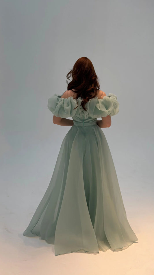 Peri Mint Green Vibe Evening Dress