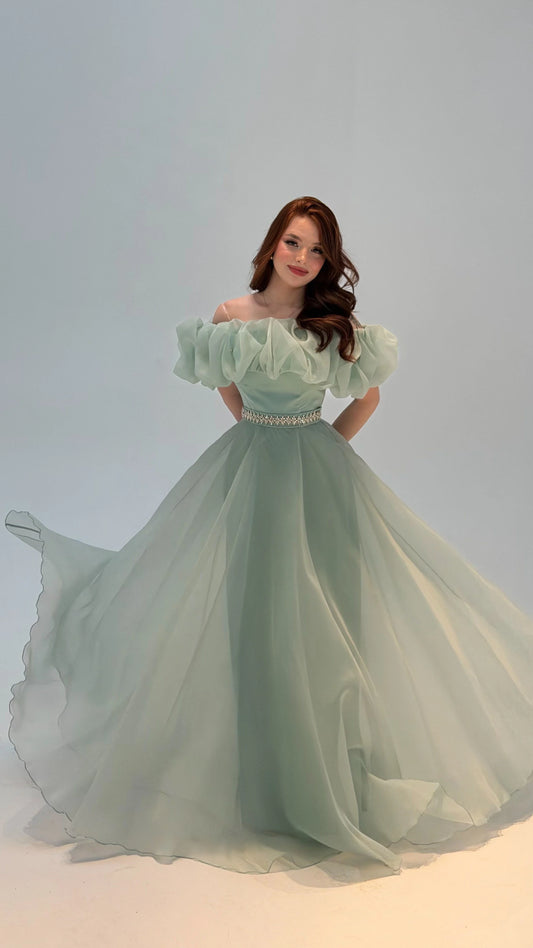 Peri Mint Green Vibe Evening Dress