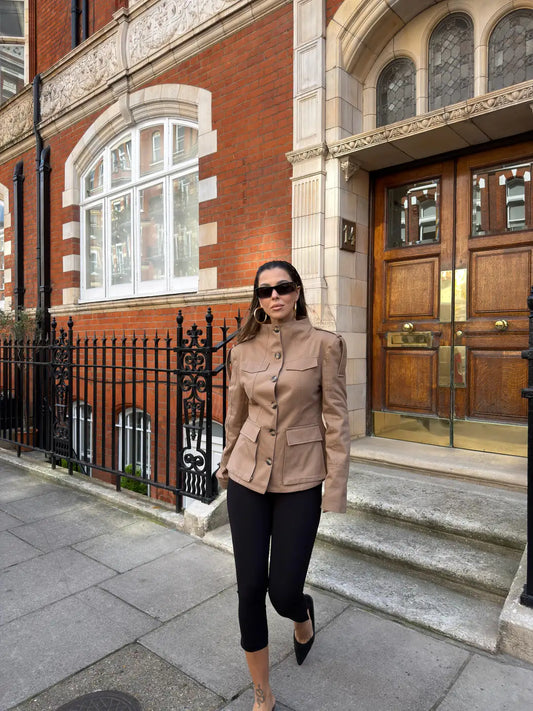 High-Collar Tailored Jacket
