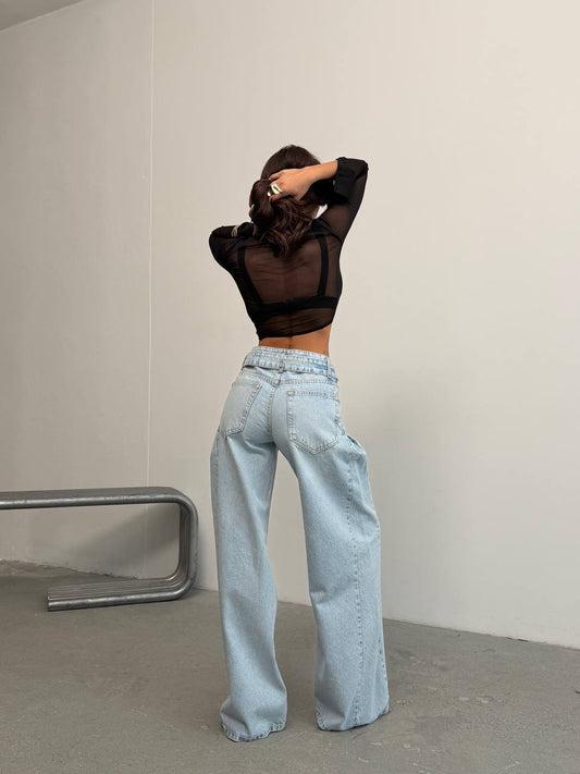 Ice Blue High-Waist Jeans