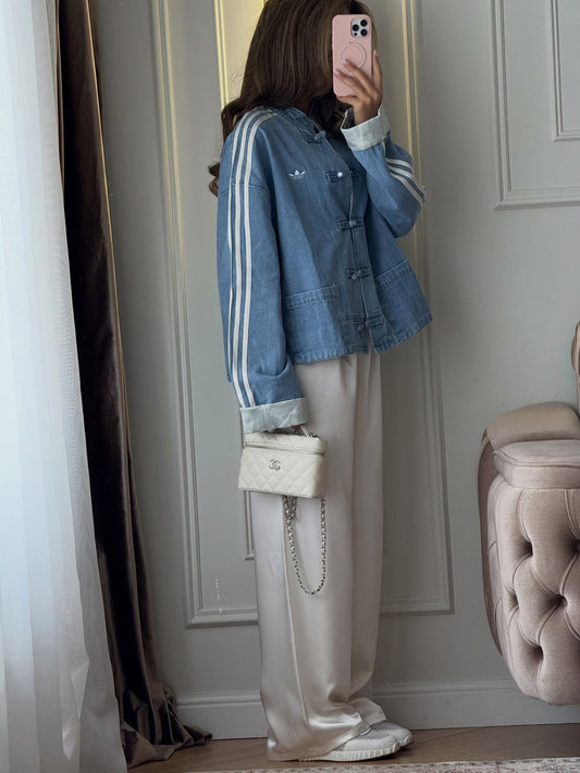 Chinese Frog-Button Denim Jacket