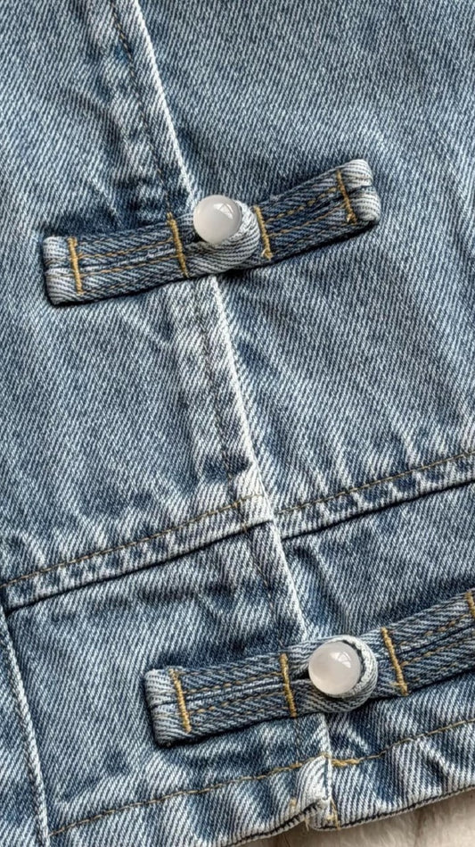 Chinese Frog-Button Denim Jacket