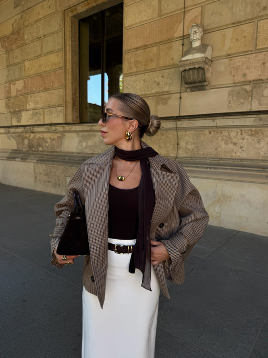 Parisian Houndstooth Belted Jacket