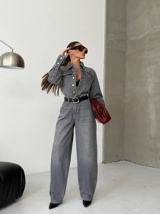 جمبسوت جينز نسائي بأكمام طويلة من تصميم باراف