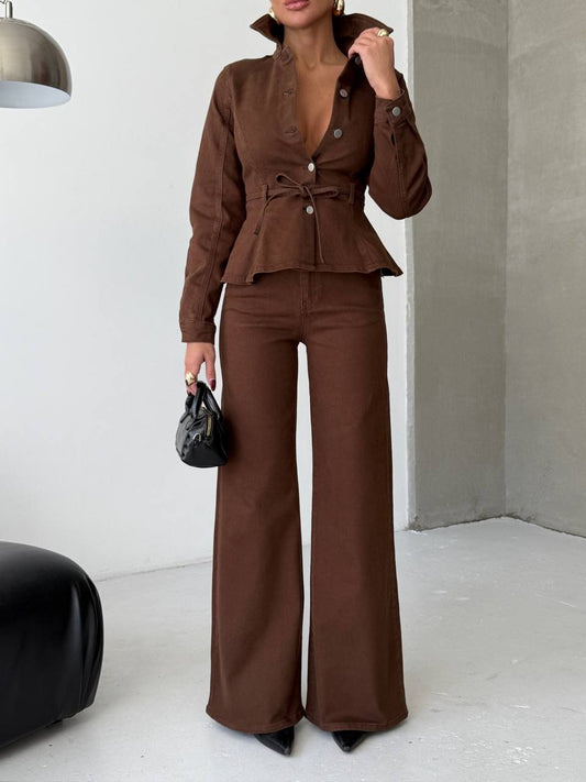 بدلة جينز بنية