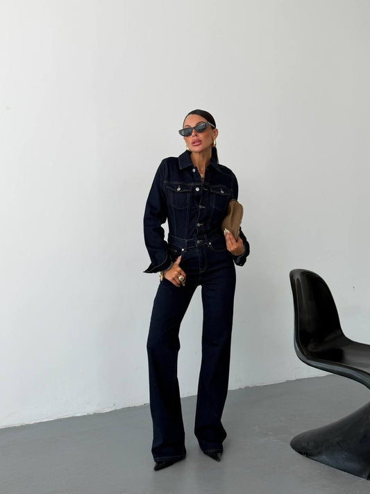 Avery Midnight Denim Jumpsuit