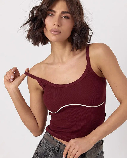 T-shirt With Contrasting Insert Under The Bust