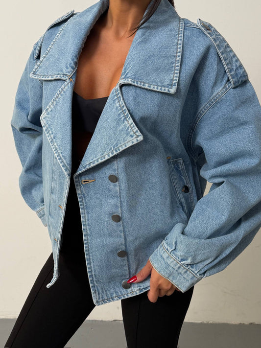 Avery Oversized Denim Trench Jacket