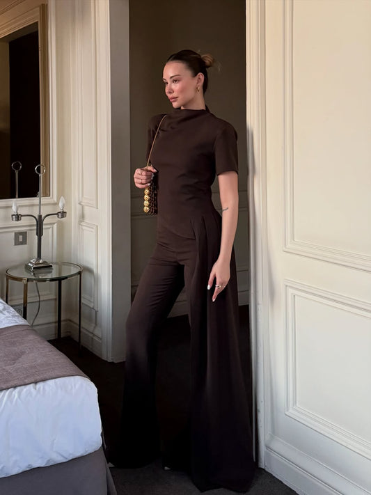 Brown with Side Belt Detail Set