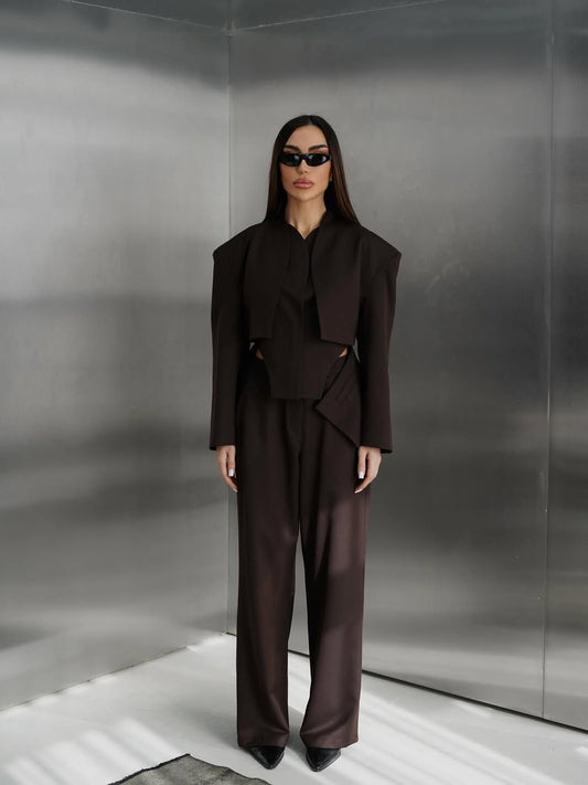 Elegant Brown Three Piece Suit