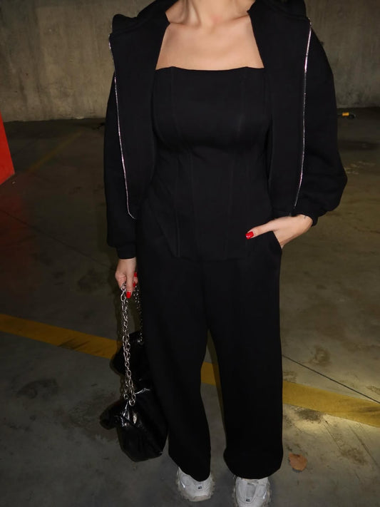 طقم بغطاء رأس وسحاب