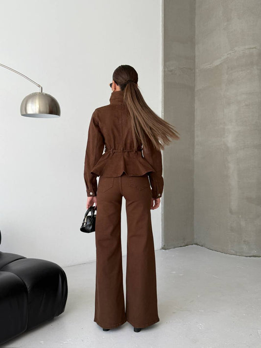 بدلة جينز بنية