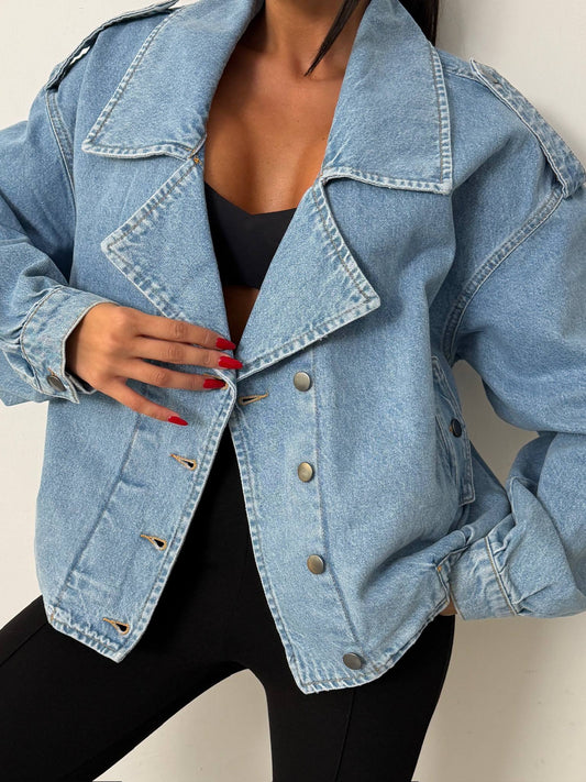Avery Oversized Denim Trench Jacket