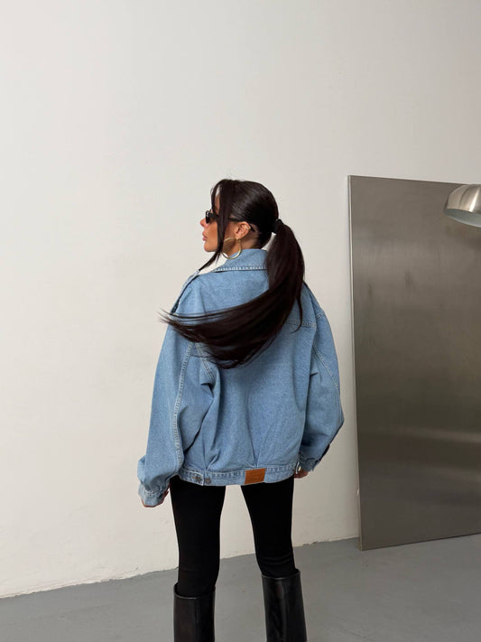 Avery Oversized Denim Trench Jacket