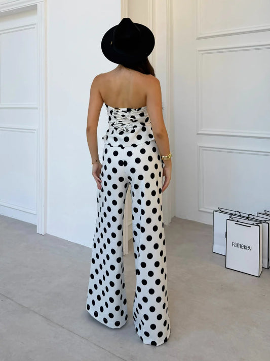 Monroe Polka Dot Wide-Leg Suit