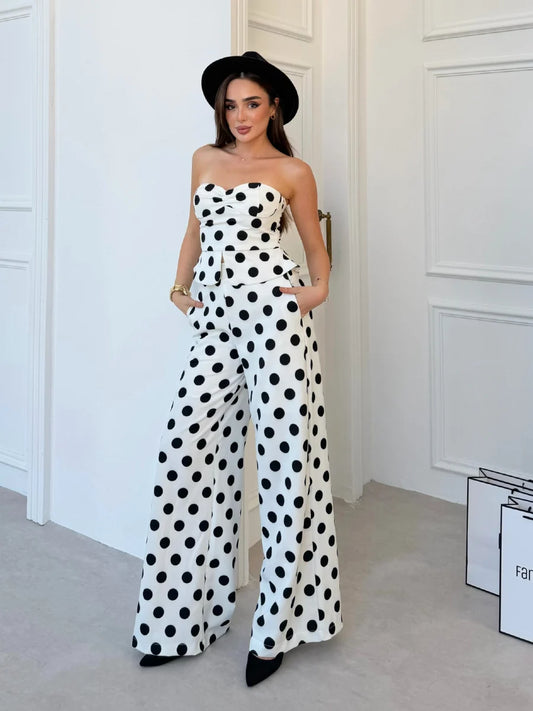 Monroe Polka Dot Wide-Leg Suit