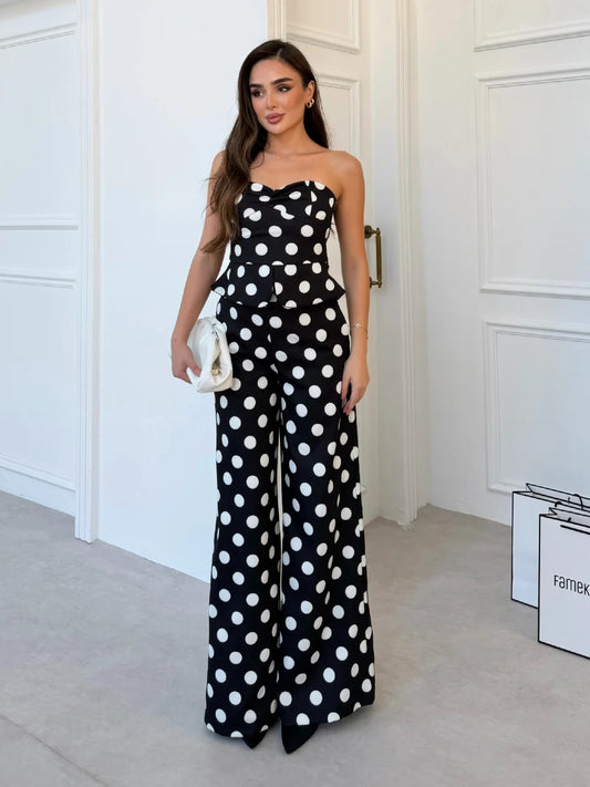 Monroe Polka Dot Wide-Leg Suit