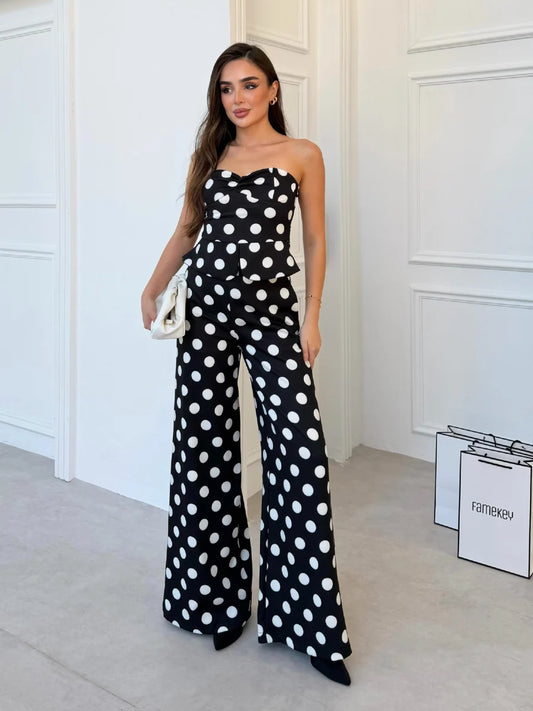Monroe Polka Dot Wide-Leg Suit