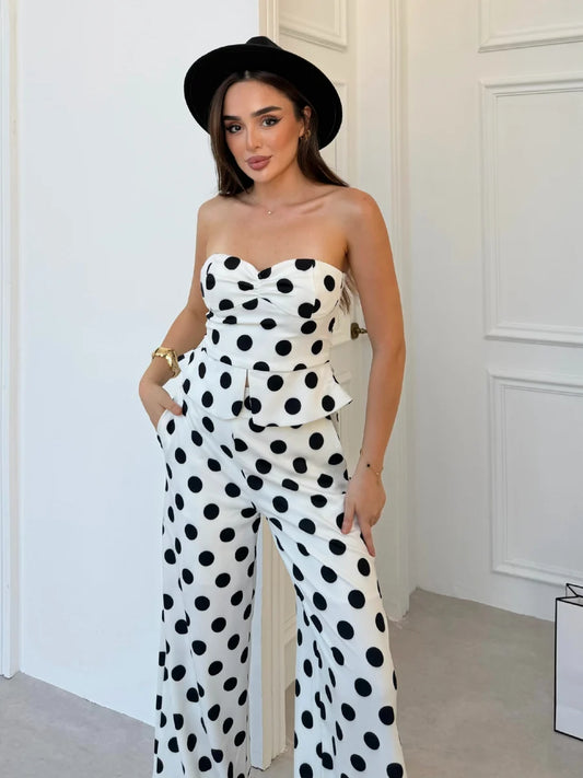 Monroe Polka Dot Wide-Leg Suit