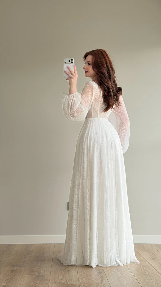 Romance White Lace Evening Dress