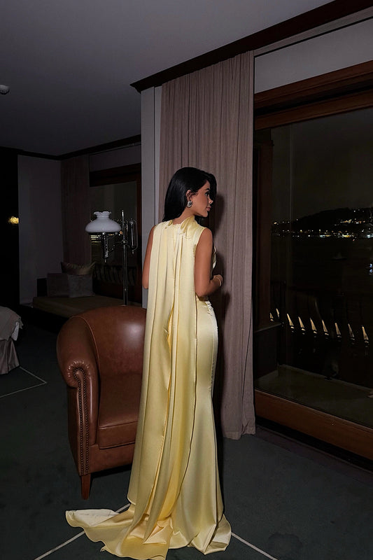 Yellow Messcy Long Scarf Dress