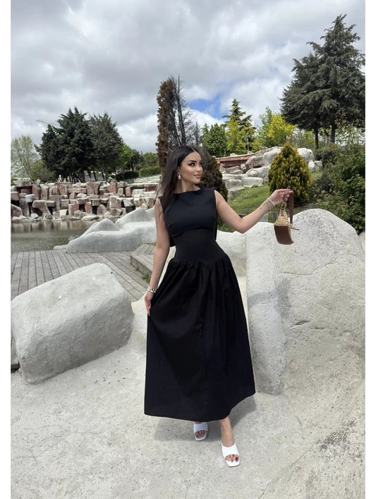 SABRINA DRESS WITH BACK COLLAR DETAILED CLARET