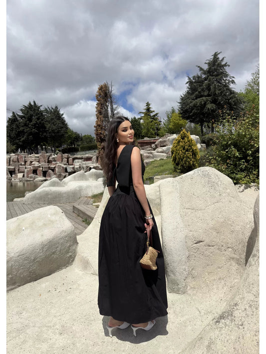 SABRINA DRESS WITH BACK COLLAR DETAILED CLARET