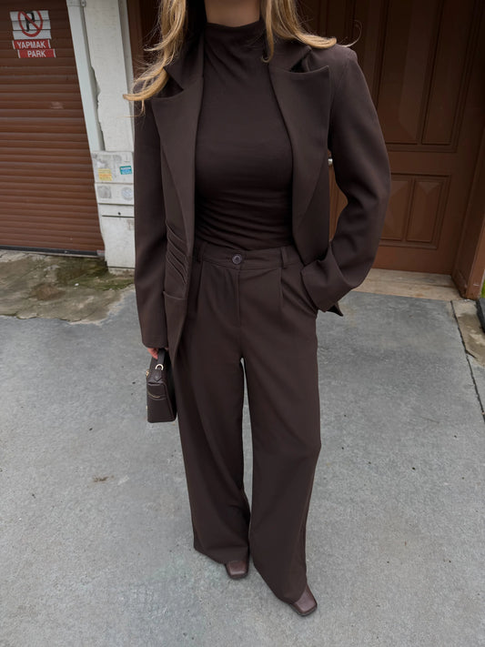 Brown 4-Button Side Suit