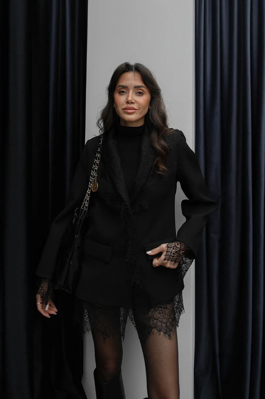 Black with Lace Details Jacket
