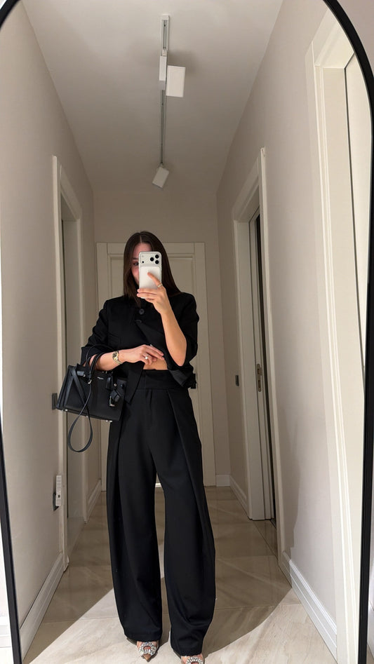 Pure Elegance Black Two-Piece Set