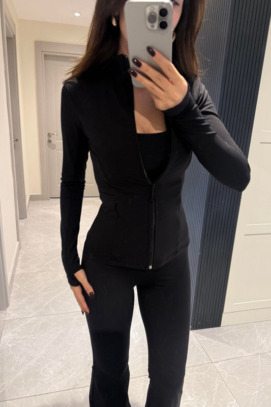 Black Cotton Three-Piece Suit