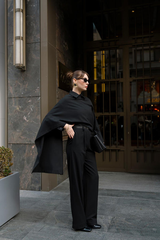 طقم تفاصيل الشال الأسود