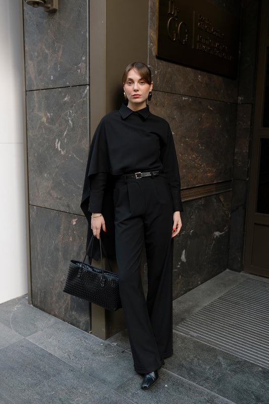 طقم تفاصيل الشال الأسود