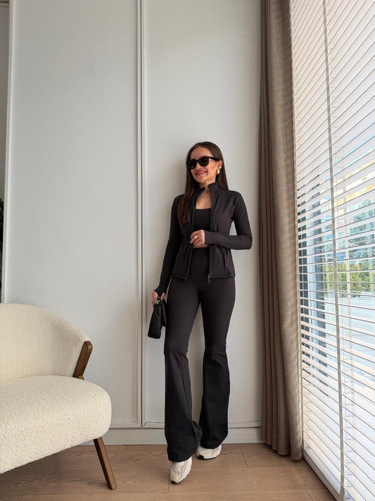 Black Cotton Three-Piece Suit