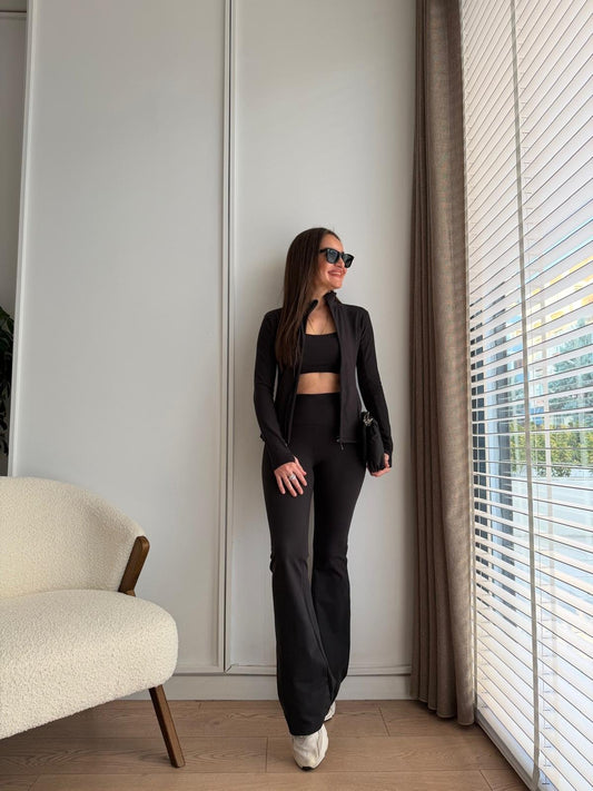 Black Cotton Three-Piece Suit