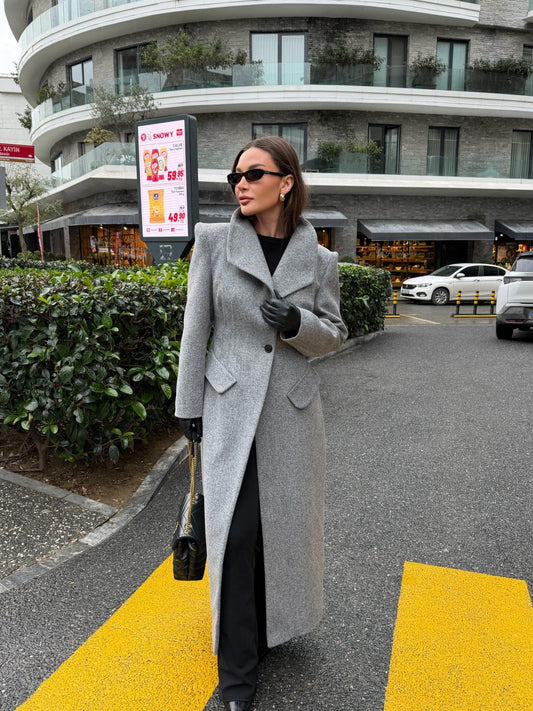 STAND-UP COLLAR WAIST SITTING PADDED MAXI CACHET COAT