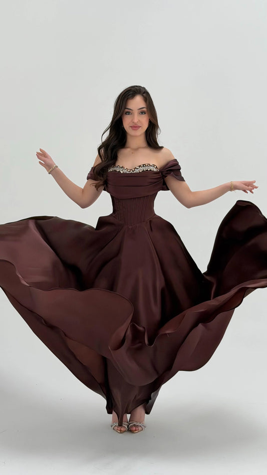 Soft Glam Brown Evening Dress
