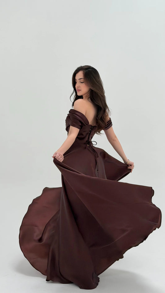 Soft Glam Brown Evening Dress