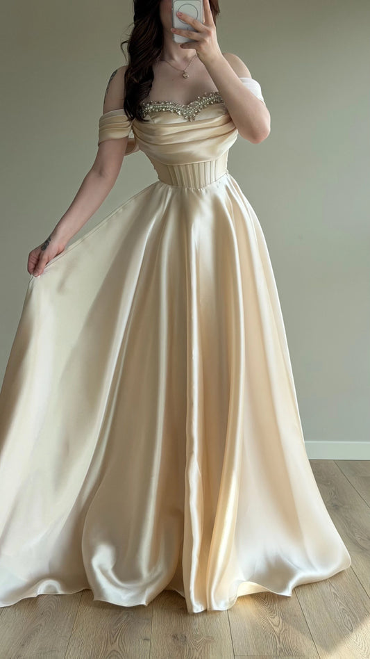 Soft Glam Cream Evening Dress