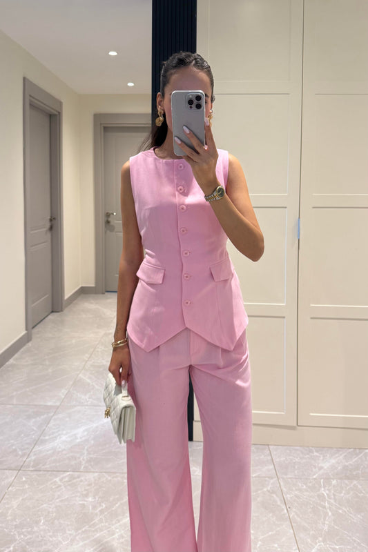 Premium Belted Back Linen Suit