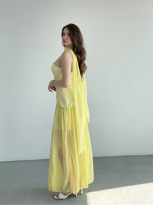 Trendy Scarf Strapless Dress