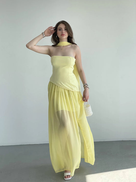 Trendy Scarf Strapless Dress