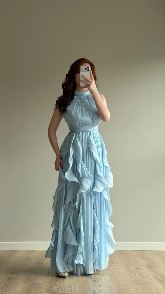 Passion Ruffle Baby Blue Dress