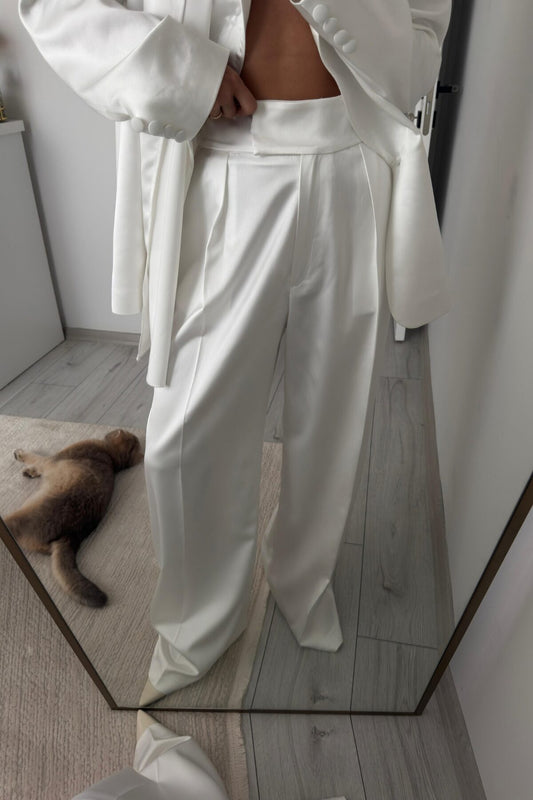 Pinterest White Embellished Satin Set