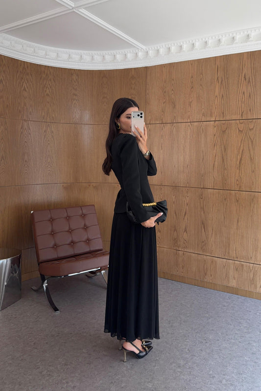 Valentina Black Peplum Set