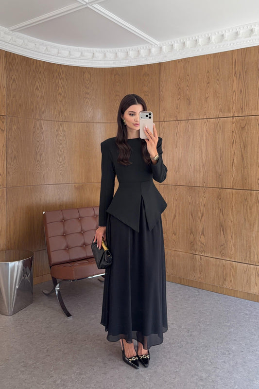 Valentina Black Peplum Set