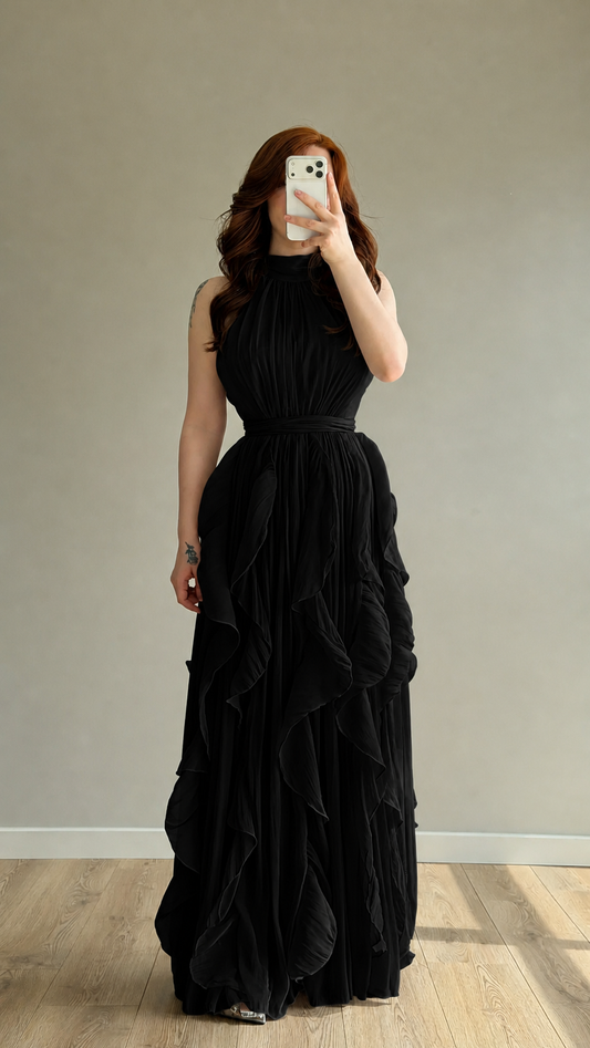 Passion Ruffle Black Dress