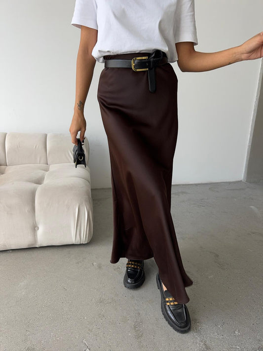 Elegant Satin Bias Skirt