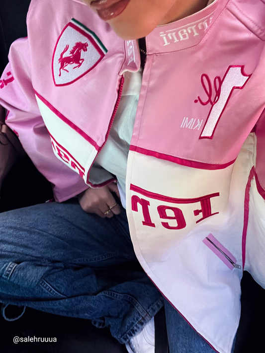 Formula1 Ferrari Pink Leather Jacket