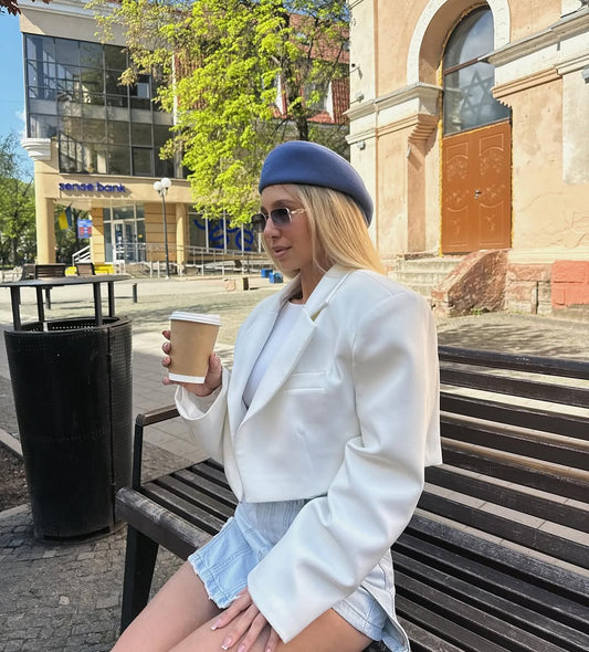 Stylish Cropped With Massive Shoulders Jacket ARVERNA